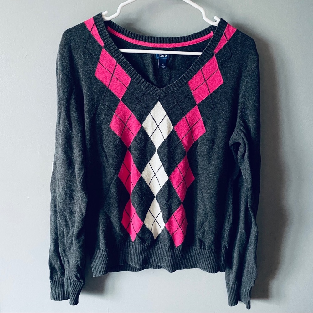 IZOD plaid v-neck sweater